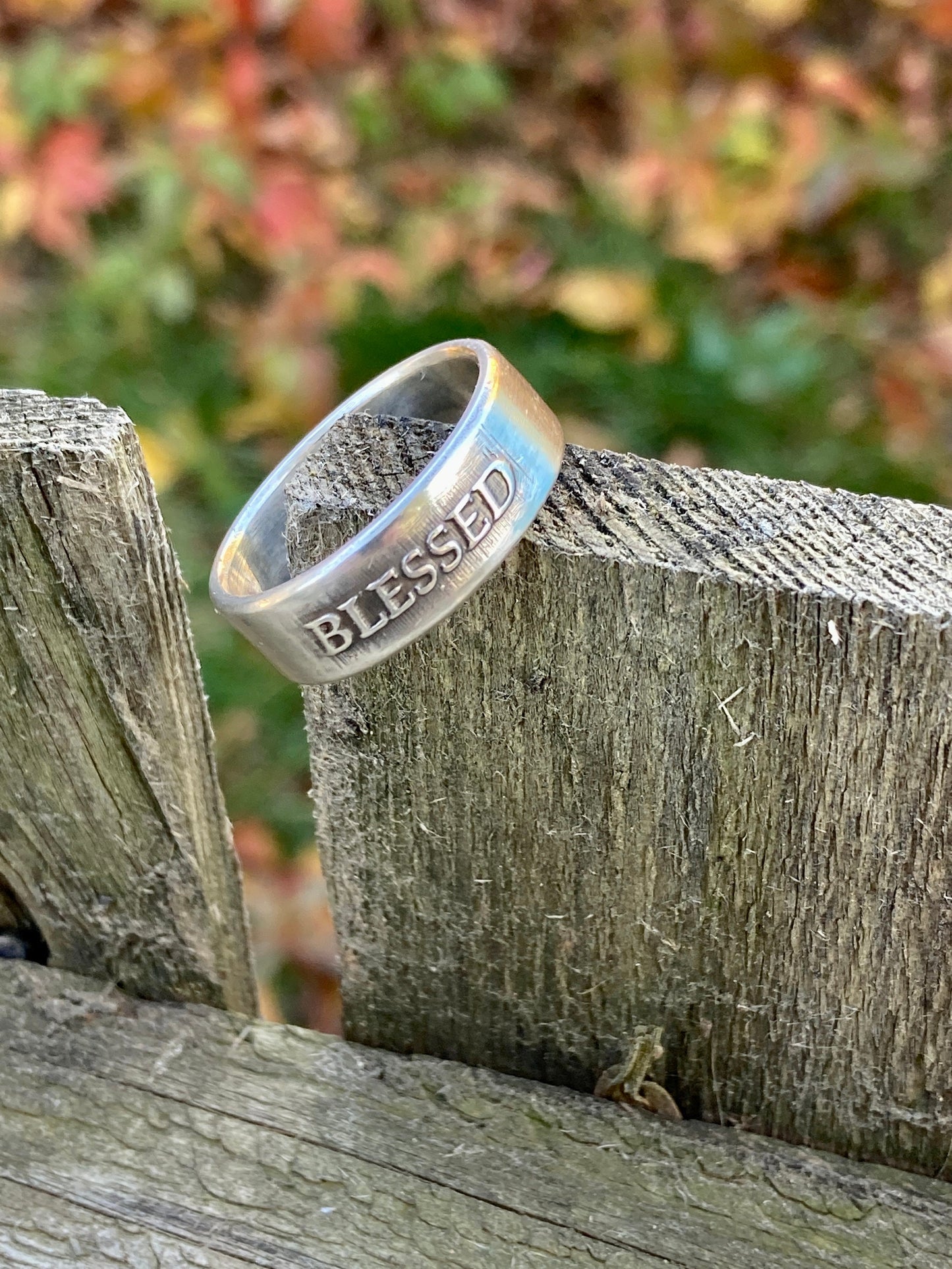 Handmade Blessed Ring - Handcrafted Sterling Silver Band with 'Blessed' Inscription Statement Jewelry Minimalist Jewelry Religious Jewelry