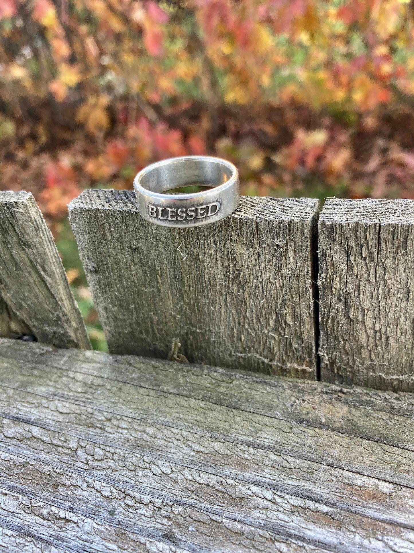 Handmade Blessed Ring - Handcrafted Sterling Silver Band with 'Blessed' Inscription Statement Jewelry Minimalist Jewelry Religious Jewelry