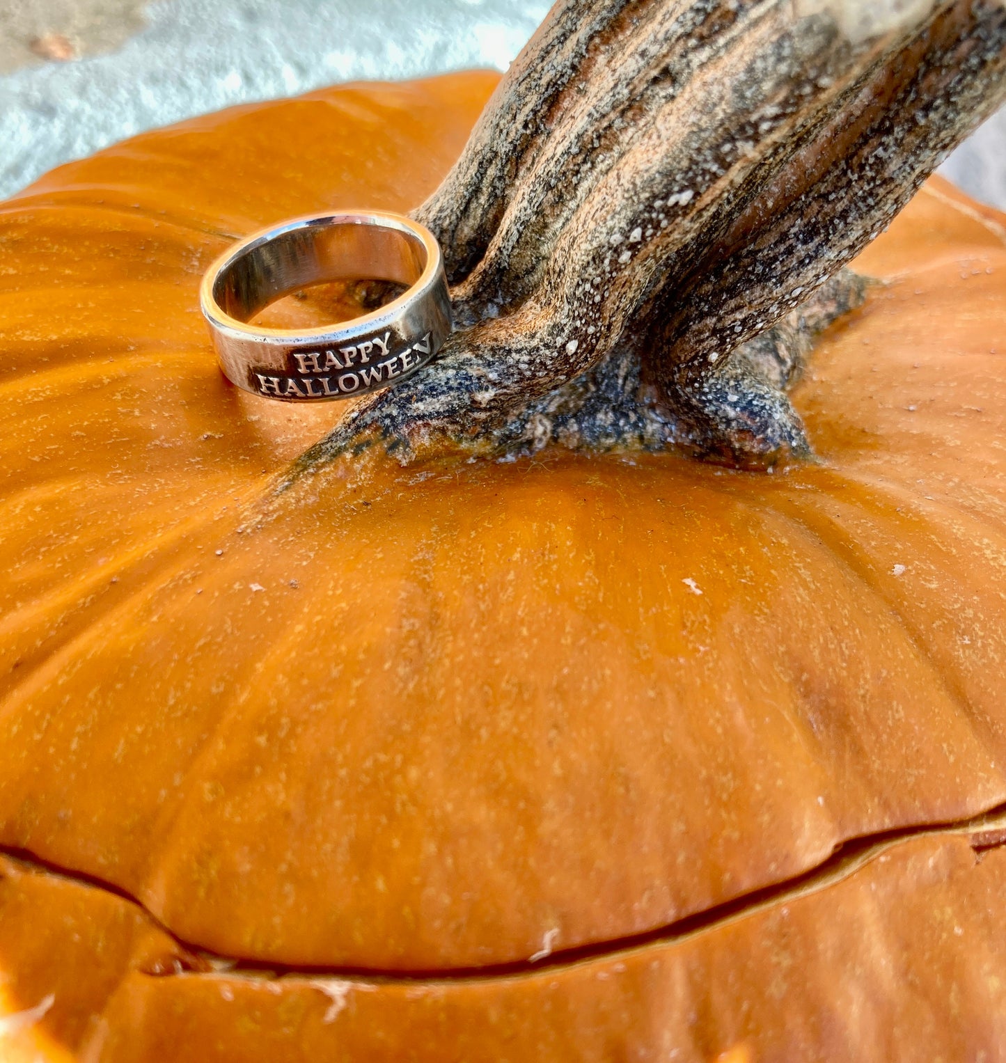 Happy Halloween Ring / Womens Rings Mens Rings / Sterling Silver Ring Halloween Jewelry Scary Spooky Holiday Engagement Promise Jewelry Ring