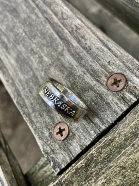 Nebraska Ring Sterling Silver / Nebraska State Jewelry/Men’s Ring and Women's State Ring/ Nebraska Gift Ring Engagement / Silver State Ring