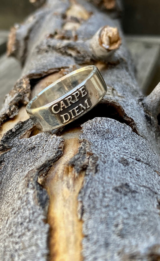 Carpe Diem Ring / Carpe Diem Sterling Silver Ring / Seize the Day Ring / Mens and Womens Ring Engagement / Carpe Diem Jewelry/ Inspiring