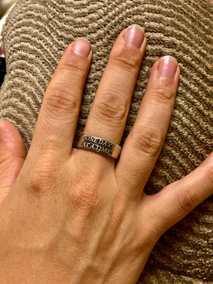 Sterling Silver One Day at a Time Ring – Handmade Recovery & Inspirational Band for Men & Women | Backwoods Casting