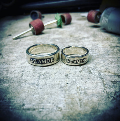 Sterling Silver Mi Amor Ring – Handmade Spanish Love Band for Men & Women | Backwoods Casting