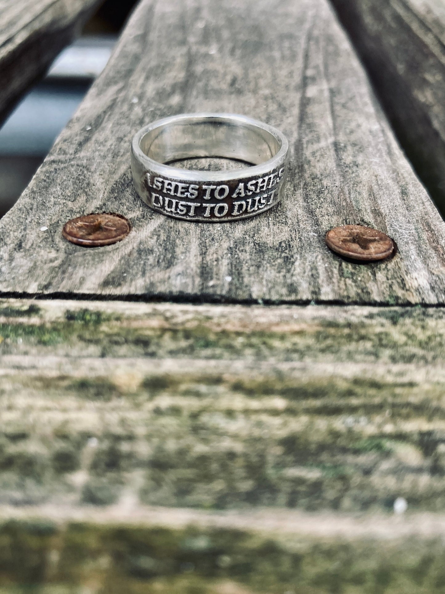 Ashes to Ashes Sterling Silver Ring - Handcrafted Memorial Band - Sobriety Ring Womens Jewelry Thoughtful Bereavement Gift Mens Rings