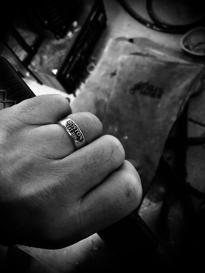 Sterling Silver Boston Ring – Handmade City Pride Band for Men & Women | Backwoods Casting