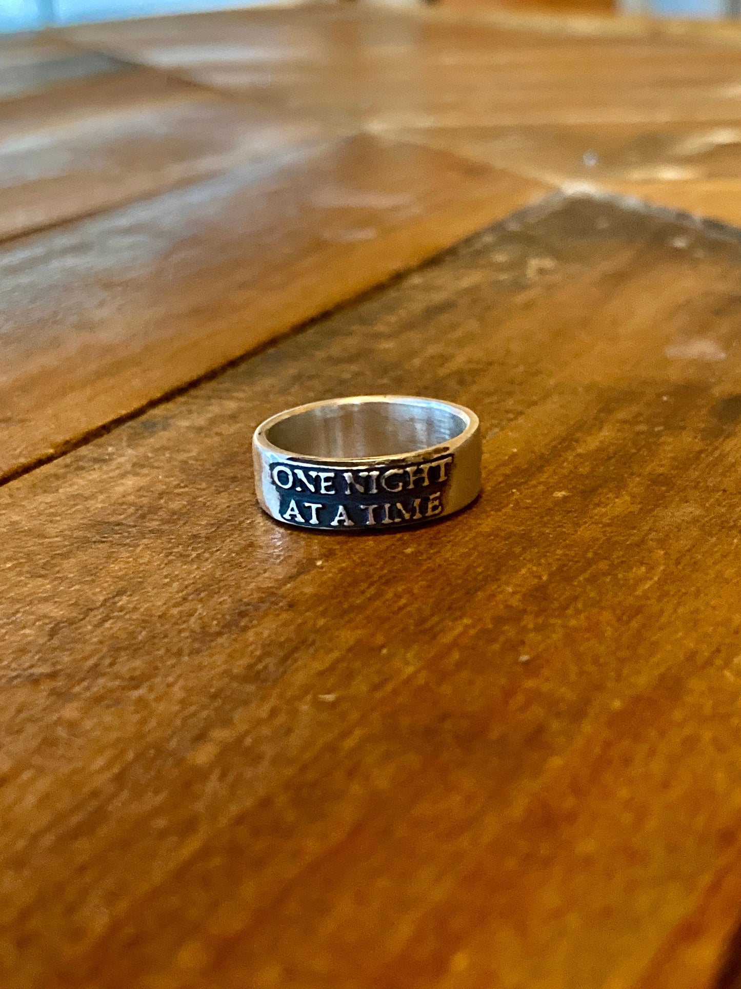 One Night at a Time Sterling Silver Ring / Gift Addiction Ring Recovery Ring Hopeful Ring- Dry January - Sober October Gift