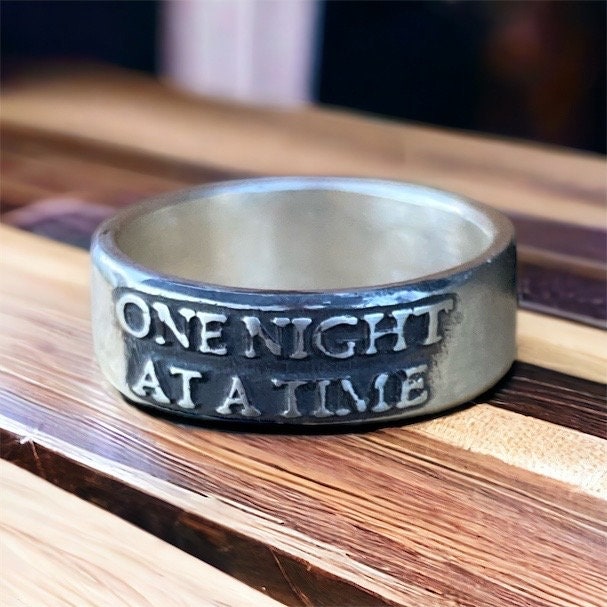 One Night at a Time Sterling Silver Ring / Gift Addiction Ring Recovery Ring Hopeful Ring- Dry January - Sober October Gift