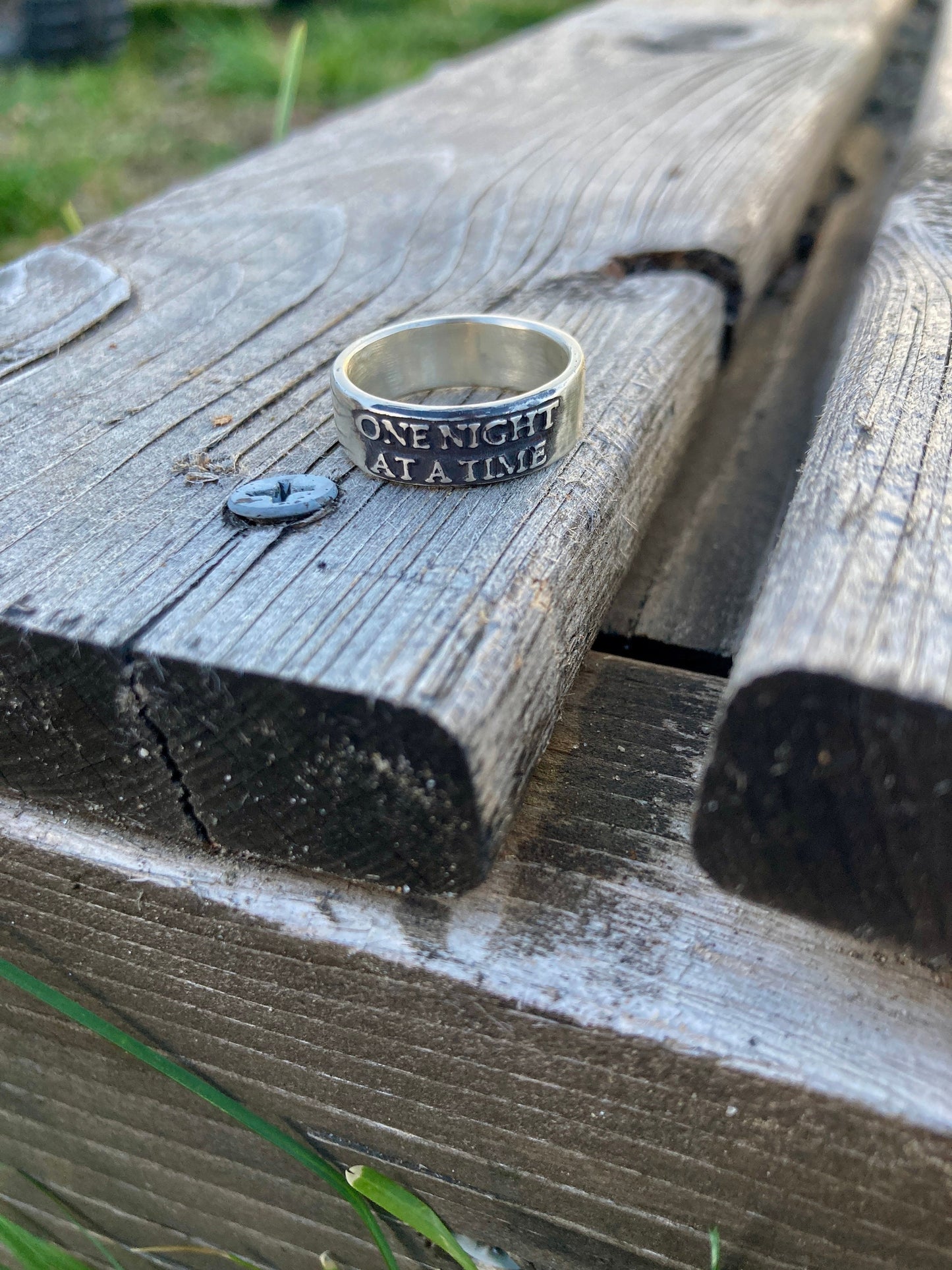 One Night at a Time Sterling Silver Ring / Gift Addiction Ring Recovery Ring Hopeful Ring- Dry January - Sober October Gift