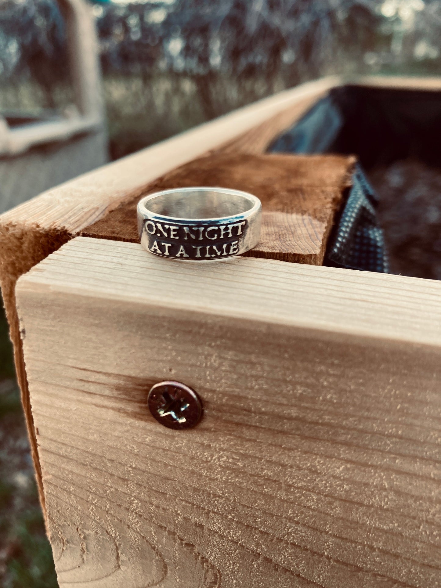 One Night at a Time Sterling Silver Ring / Gift Addiction Ring Recovery Ring Hopeful Ring- Dry January - Sober October Gift