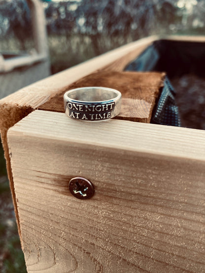 Sterling Silver One Night at a Time Ring – Handmade Recovery & Inspirational Band for Men & Women | Backwoods Casting