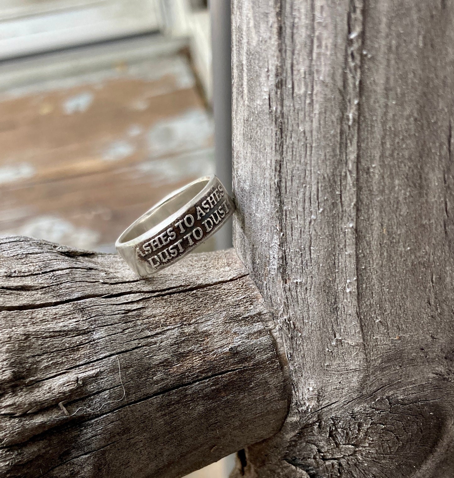 Ashes to Ashes Sterling Silver Ring - Handcrafted Memorial Band - Sobriety Ring Womens Jewelry Thoughtful Bereavement Gift Mens Rings