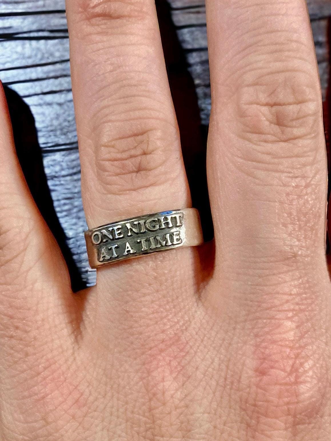 One Night at a Time Sterling Silver Ring / Gift Addiction Ring Recovery Ring Hopeful Ring- Dry January - Sober October Gift