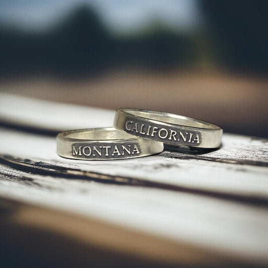 Womens State Pride Ring – All 50 States Available | Handmade Women’s Sterling Silver Band | Custom State Jewelry Gift | Made in Montana