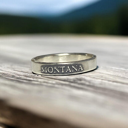 Womens State Pride Ring – All 50 States Available | Handmade Women’s Sterling Silver Band | Custom State Jewelry Gift | Made in Montana
