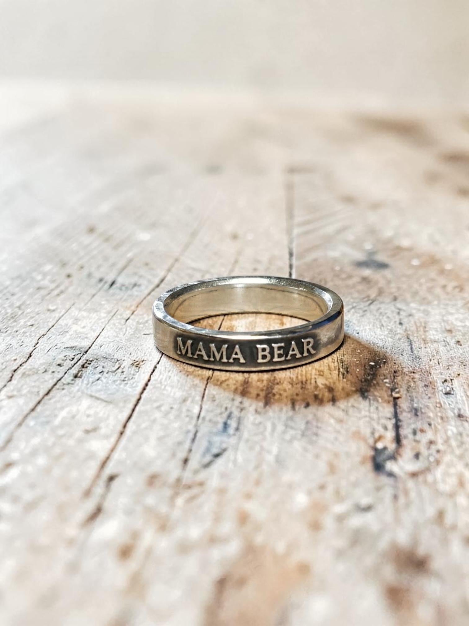 Mama Bear sterling silver ring, detail view 4