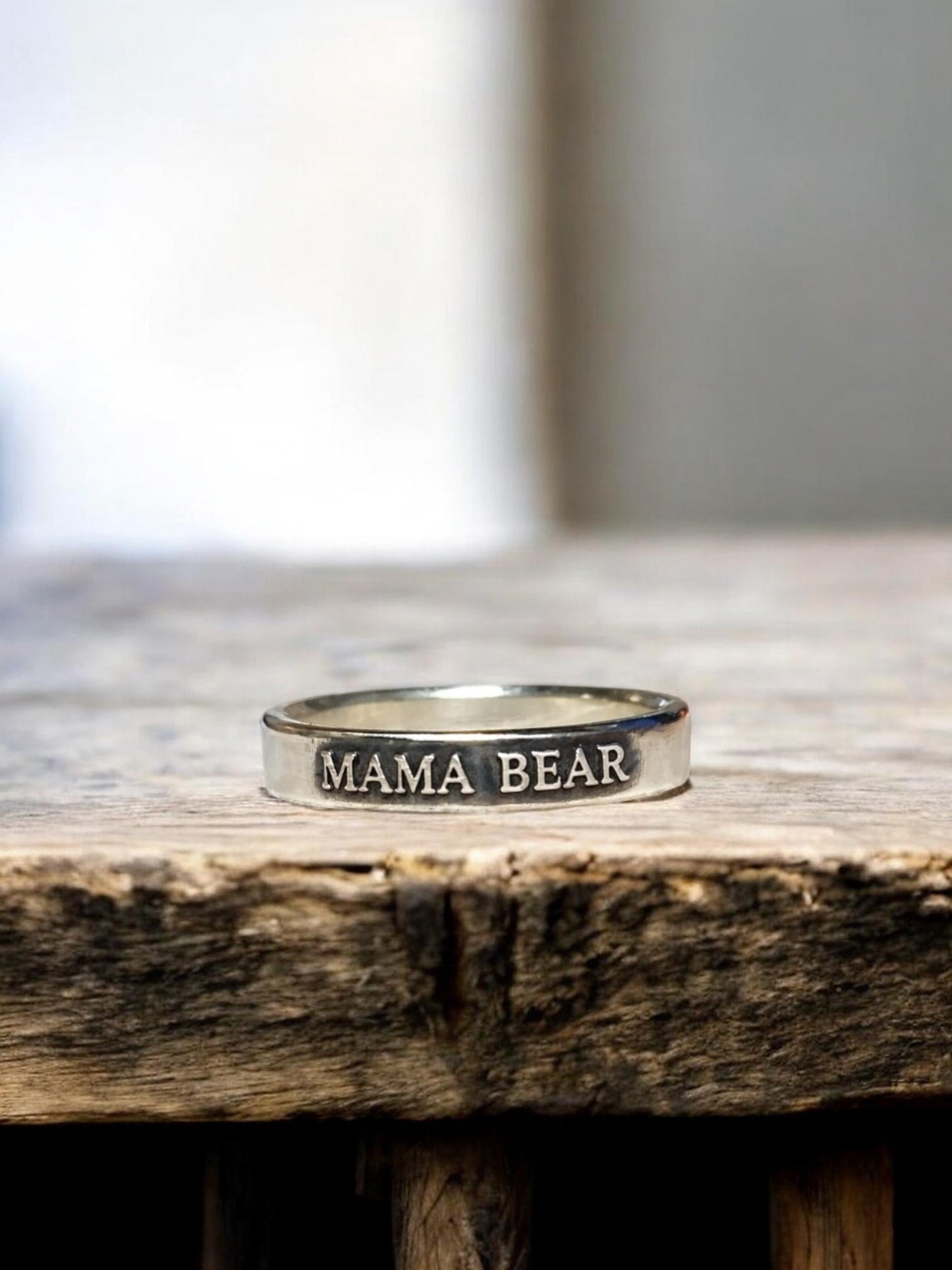 Mama Bear sterling silver ring, detail view 5