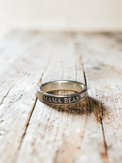 Mama Bear sterling silver ring, detail view 6