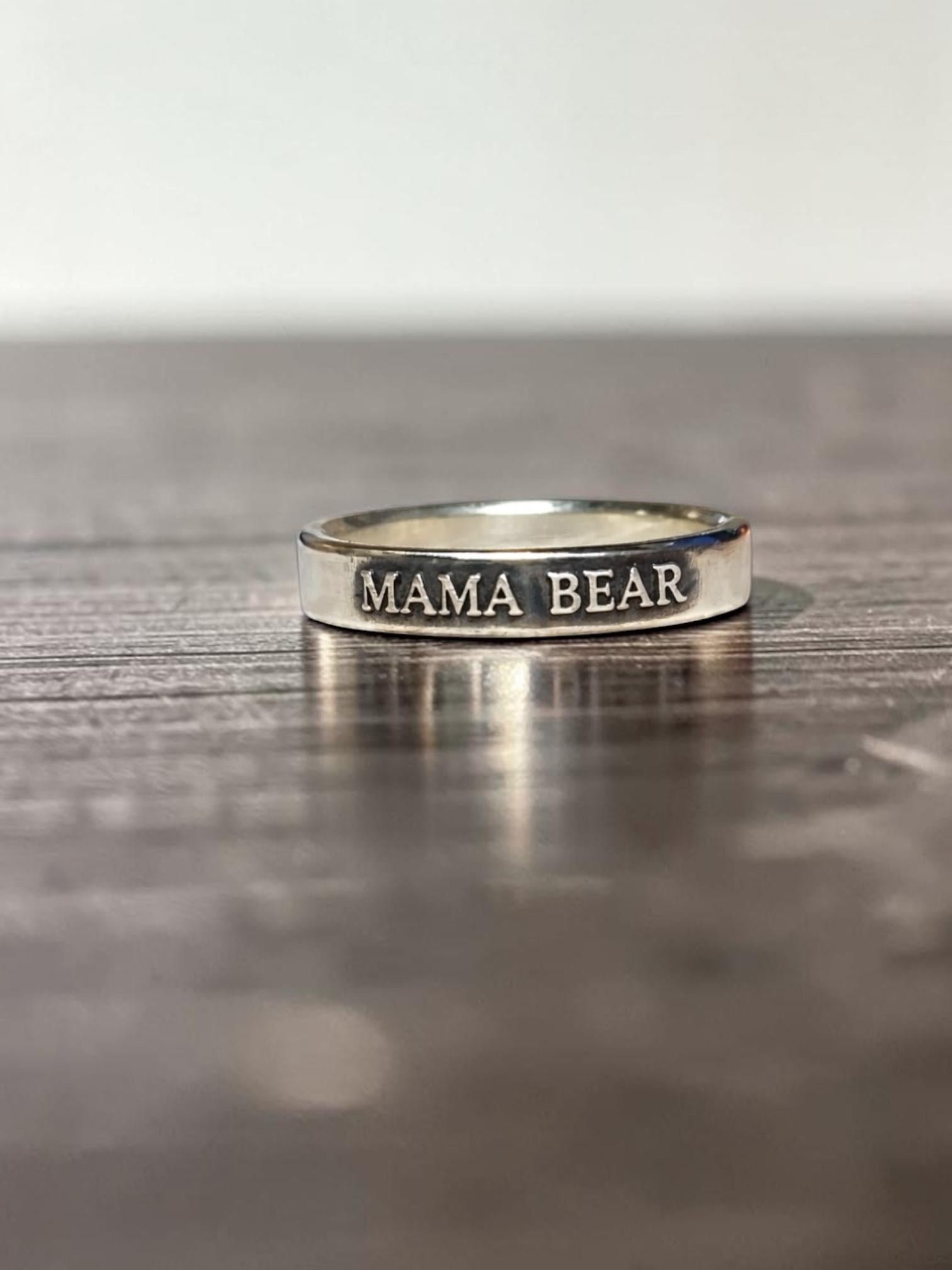 Mama Bear sterling silver ring, detail view 7