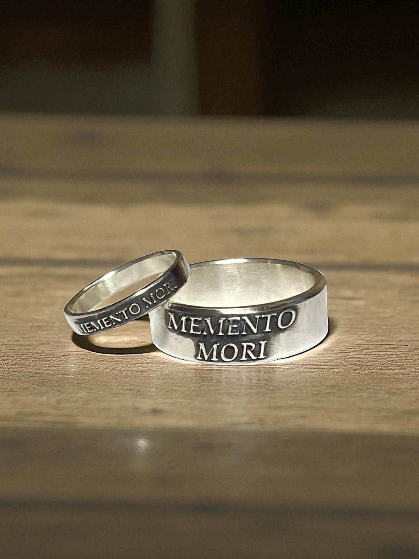 Memento Mori sterling silver couples ring set