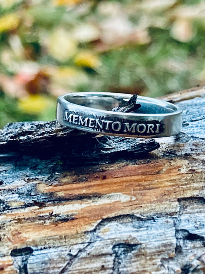 Memento Mori sterling silver ring detail