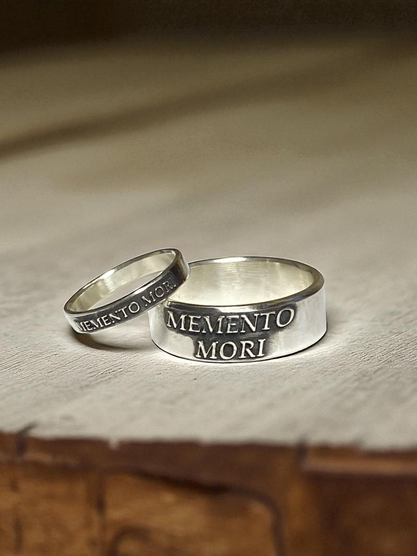 Memento Mori matching sterling silver rings