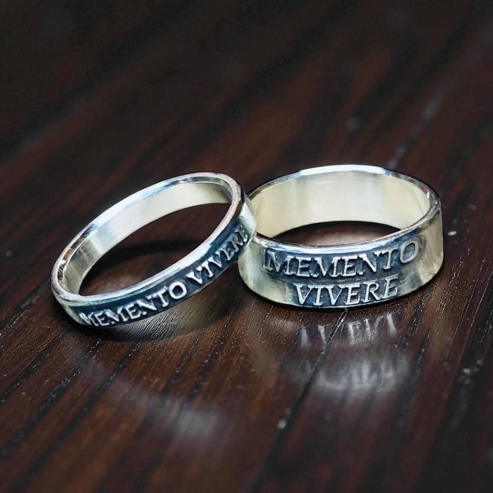 Memento Vivere sterling silver couples ring set