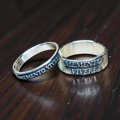 Memento Vivere sterling silver couples ring set