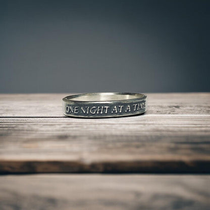 One Night at a Time thin sterling silver ring, detail view 5
