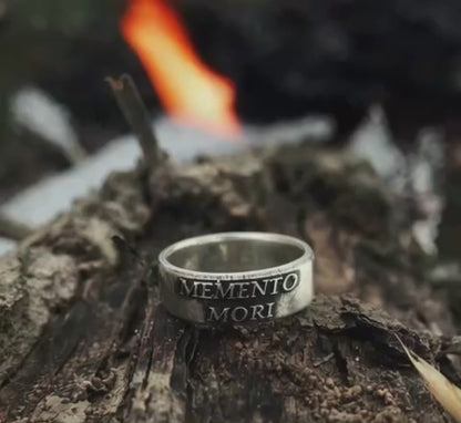 Men’s Sterling Silver Memento Mori Ring – Handmade Latin Stoic Band | Backwoods Casting