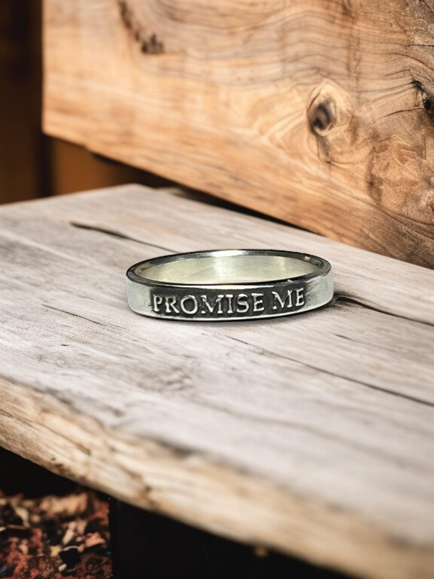 Promise Me sterling silver ring, detail view 2