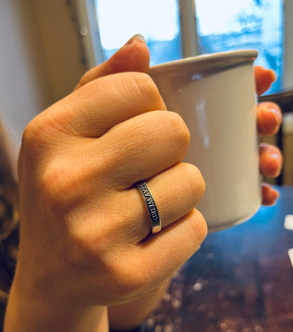 Stay Weird sterling silver ring, detail view 6