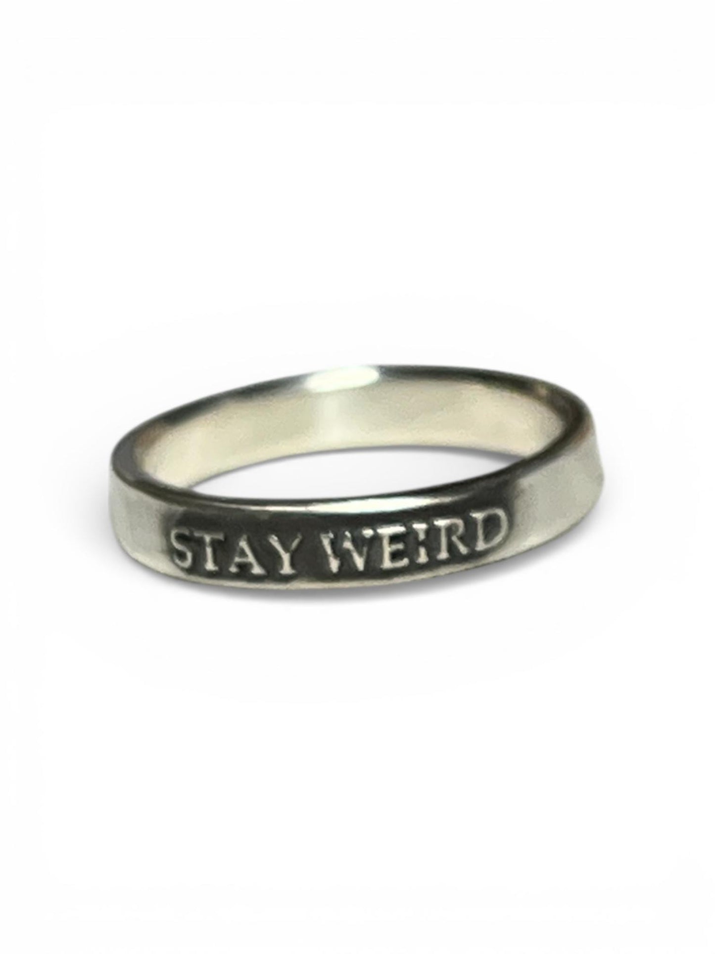 Stay Weird sterling silver ring, detail view 7