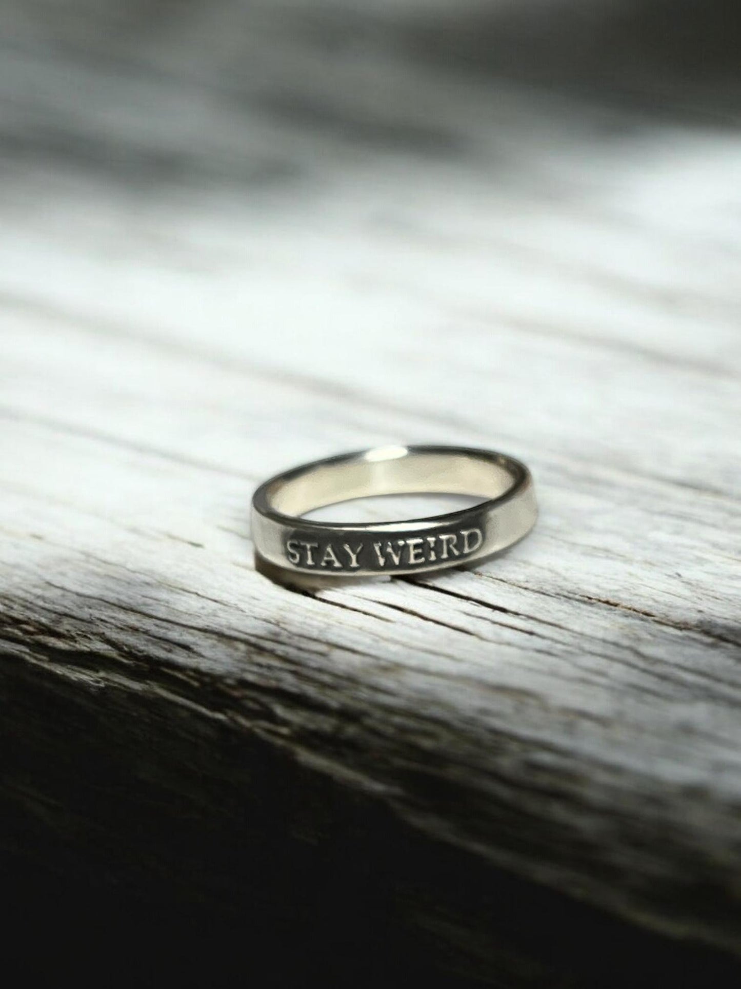 Stay Weird sterling silver ring, detail view 8
