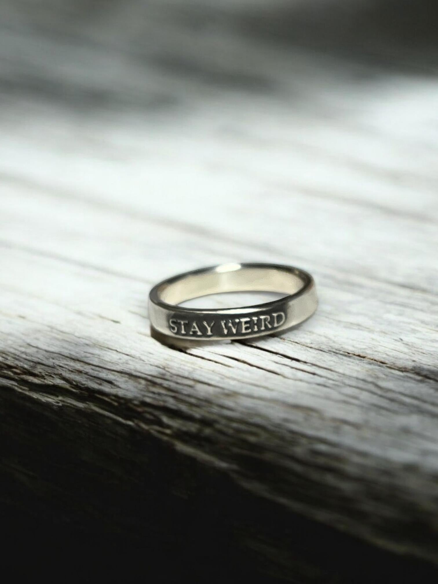 Stay Weird sterling silver ring, detail view 8