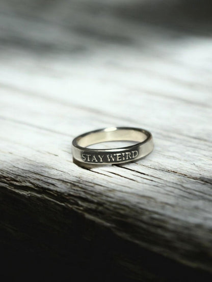 Stay Weird sterling silver ring, detail view 8
