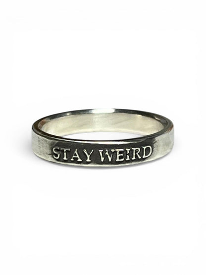Stay Weird sterling silver ring, detail view 9