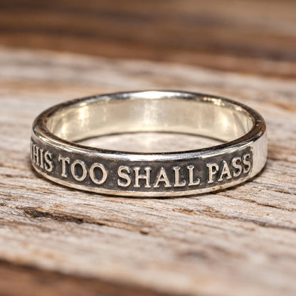 This Too Shall Pass Ring, Women's Sterling Silver Band with Raised Lettering image 8