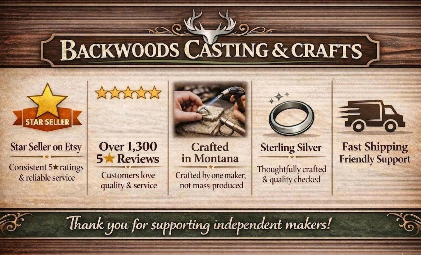 Backwoods Casting handmade sterling silver craftsmanship and service