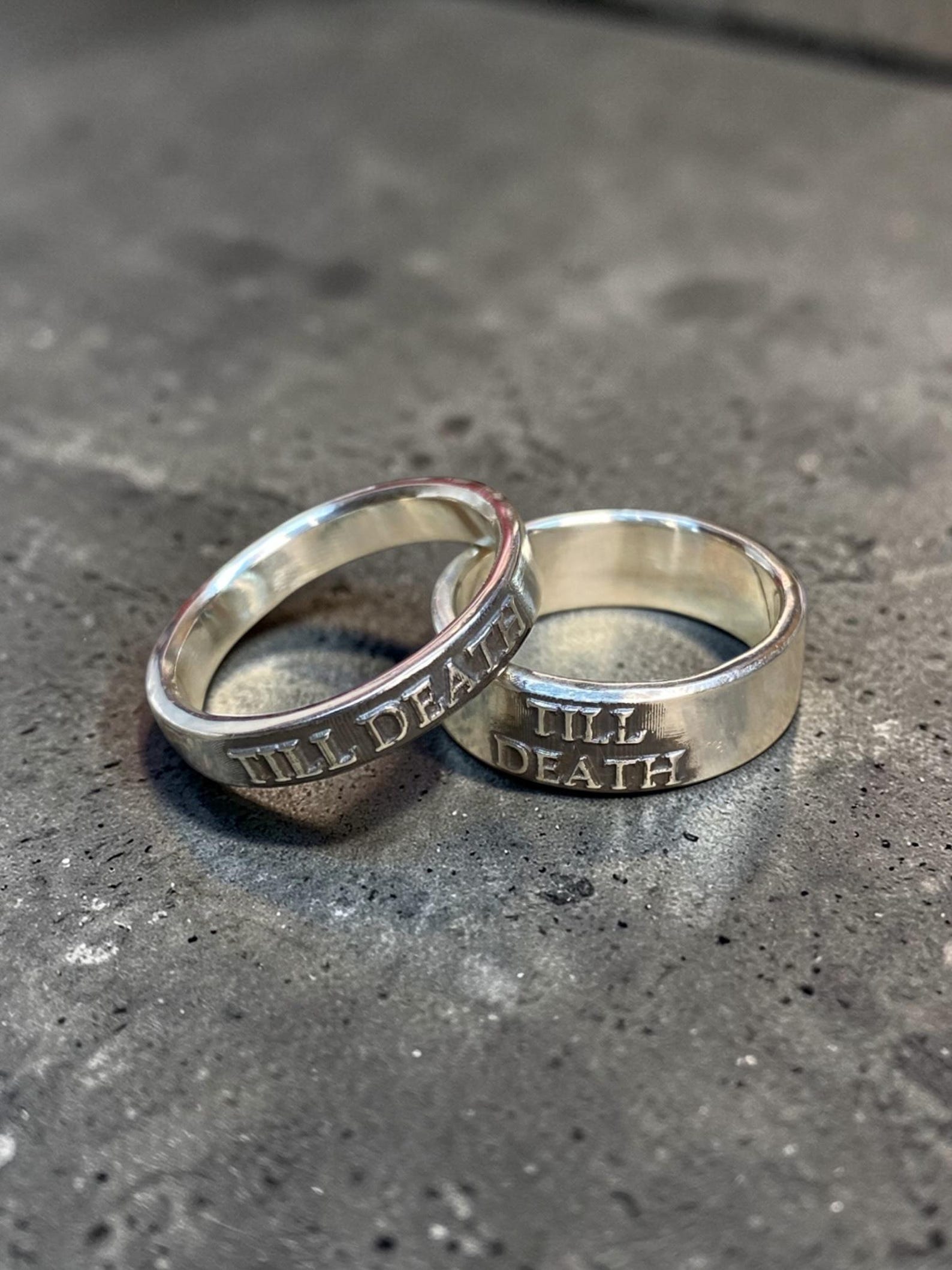 Matching Till Death promise and wedding rings