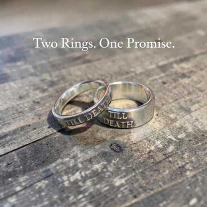 Till Death couples rings with Two Rings One Promise message