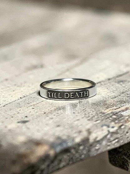 Till Death thin sterling silver ring, detail view 4