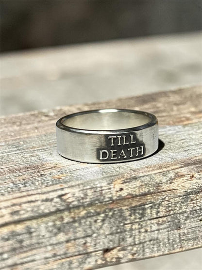 Till Death wide sterling silver ring, detail view 8